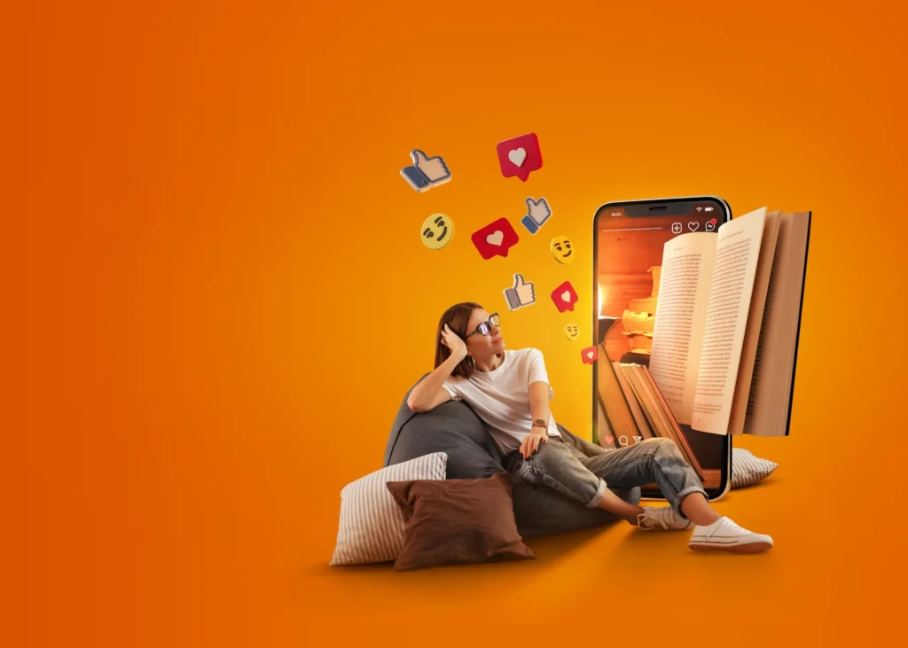 A Women looking to book in a best digital marketing agency website.